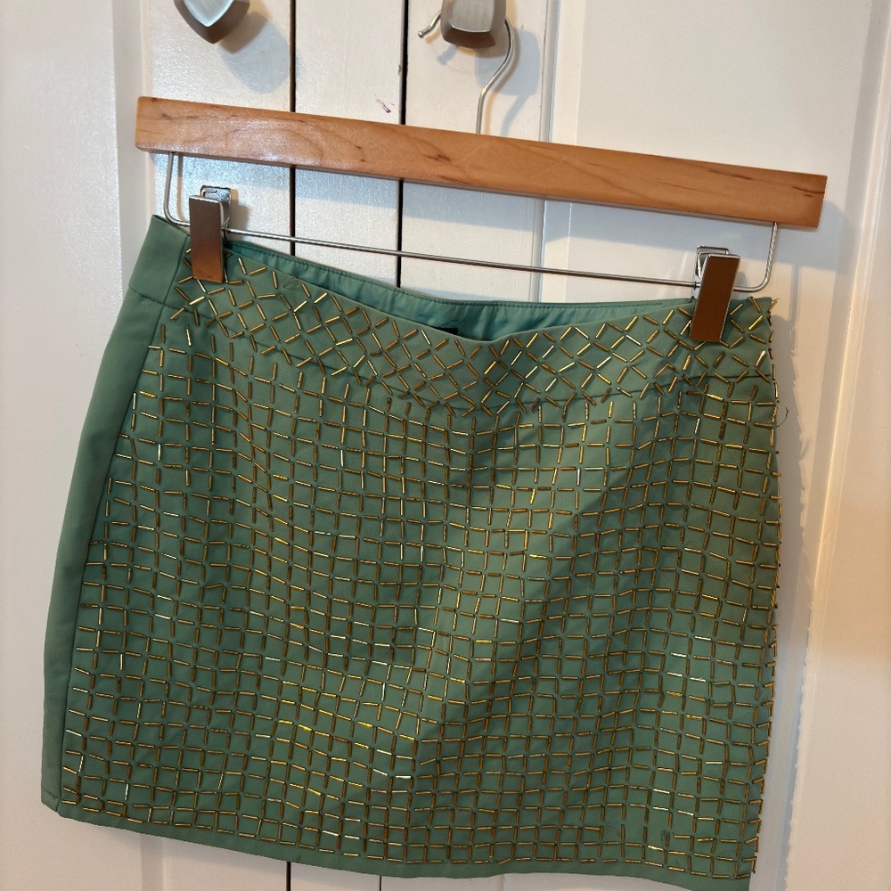 Designer green with gold detailing mini skirt